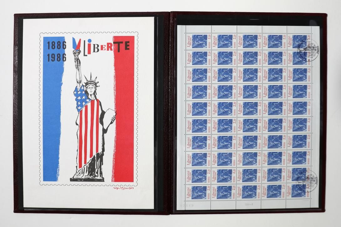 Commemorative Stamp Album, "Liberté" Artifact ID: 1986.00607.01 Date Made: 1986