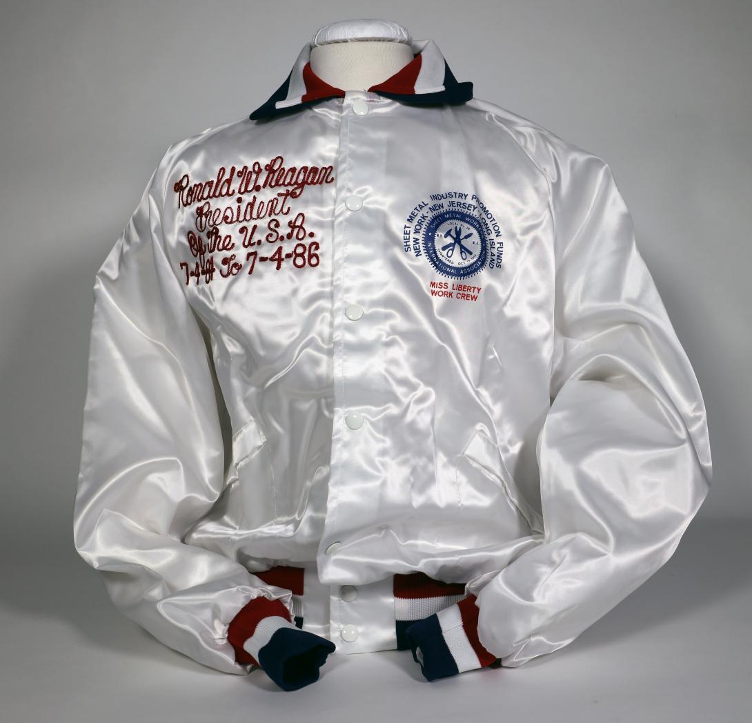 Satin Jacket, Miss Liberty Work Crew Jacket [view 1 of 2] Artifact ID: 1985.01123.01 Maker: King Louie Date Made: 1984