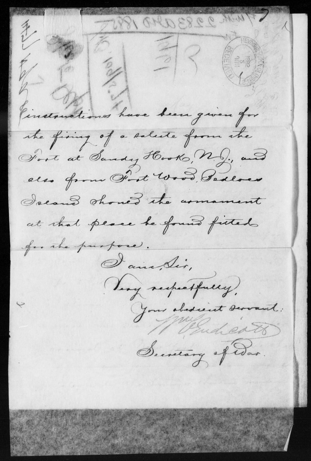 Page 2, Letter, From: Secretary of War To: The Honorable The Secretary of State, Dated: May 27, 1885 1885 - File No. 2283 - Endicott, Wm C Letters Received 1805-1889 Record Group 94 Records of the Adjutant General’s Office 1762-1984 NAID: 146490489