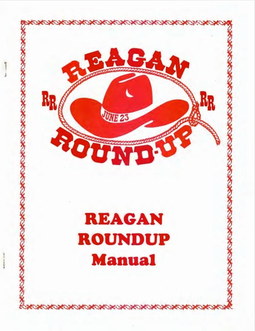 Page 25, Cover of the "Reagan Round Up Manual," from the Speechwriting, Office of: Research Office, Box 163, Folder Title: 06/14/1984 Taping: Reagan Round-Up (2 of 2)