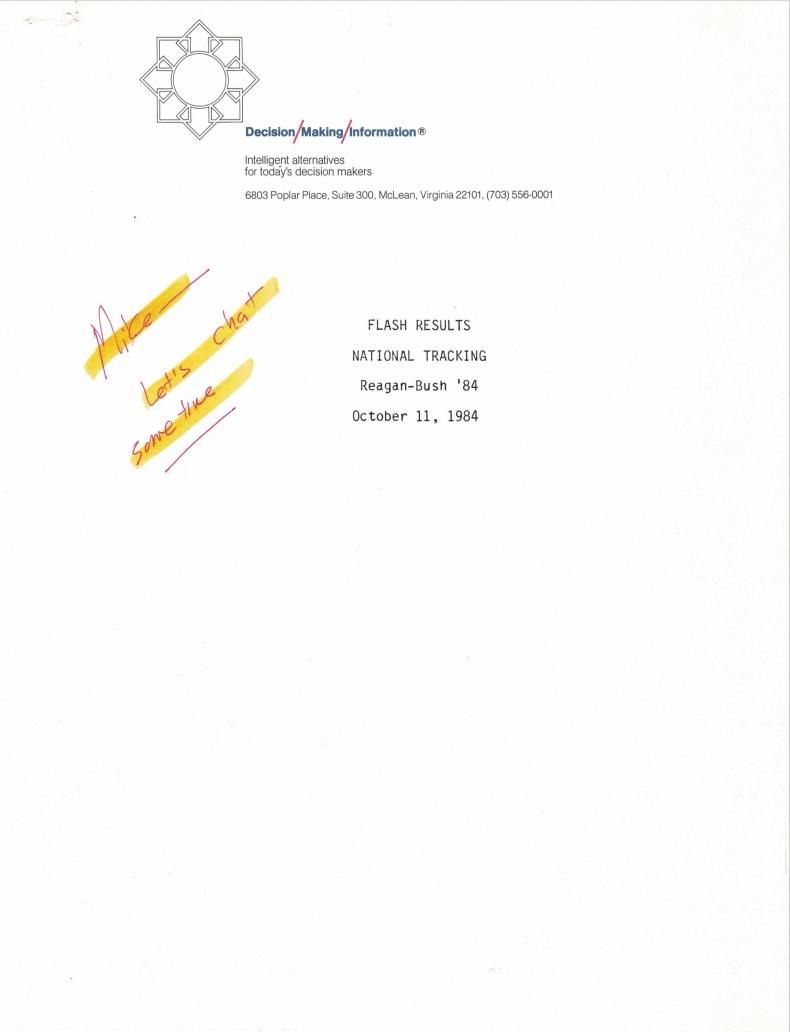 Page 2, "Flash Results National Tracking" 10/11/1984, from Deaver, Michael: Files (Office of Deputy Chief of Staff), Box 66, Folder Title: Dick Wirthlin [1984-1985] (1)