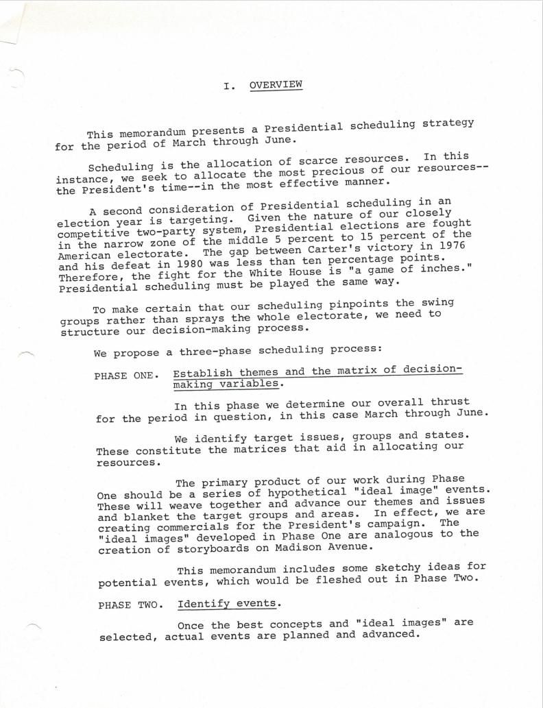 Page 6, "Overview" of "Election Year Scheduling," From Deaver, Michael: Files (Office of Deputy Chief of Staff), Box 38, Folder Title: Election Year Scheduling 02/27/1984 (Binder)