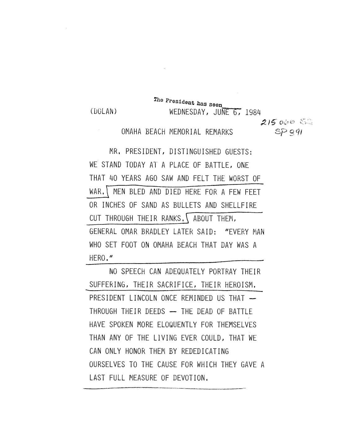 Transcript: Omaha Beach Memorial Remarks Page 1