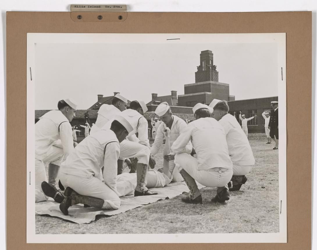 Ellis Island Training Station Maritime Service Training – Ellis Island Photographs of Activities, Facilities, and Personalities 1939-1967 Record Group 26 Records of the U.S. Coast Guard 1785-2005. NAID: 205582424