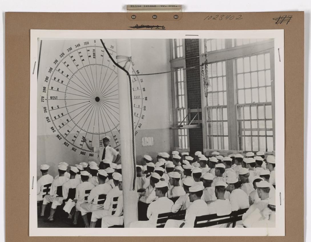 Ellis Island Training Station Produced: October 23, 1940 Maritime Service Training – Ellis Island Photographs of Activities, Facilities, and Personalities 1939-1967 Record Group 26 Records of the U.S. Coast Guard 1785-2005  NAID: 205582426