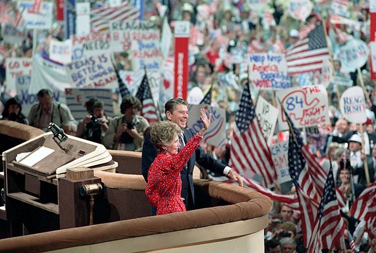 President Ronald Reagan and Nancy Reagan at the 1984 Republican National Convention in Dallas, Texas 08/23/1984