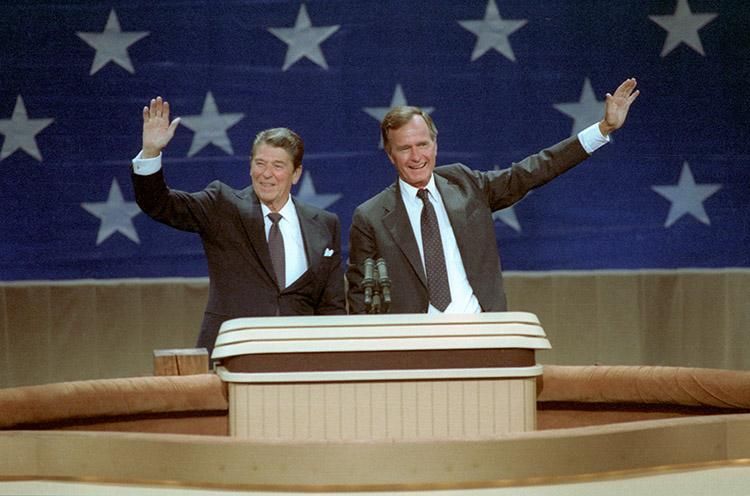 President Ronald Reagan and Vice President George Bush at the Republican National Convention in Dallas, Texas 08/23/1984 