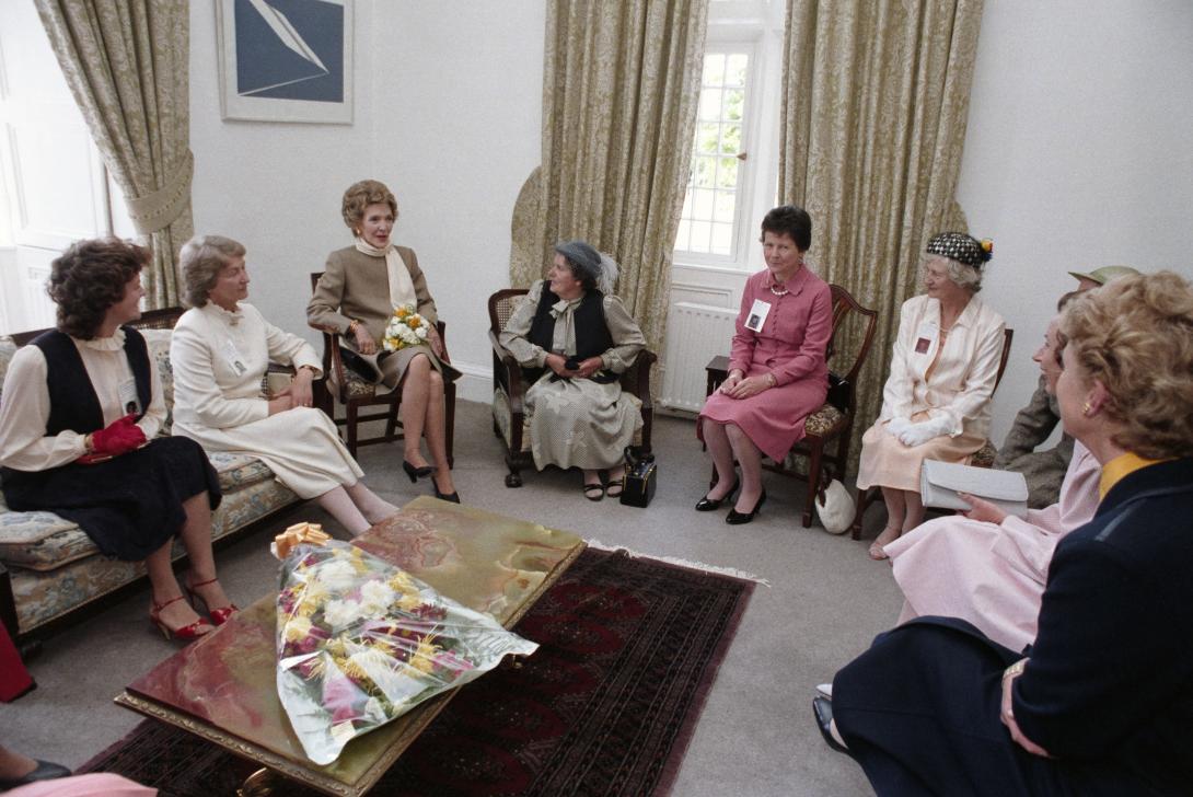 Nancy Reagan during a meeting with Galway officials in Ireland, 06/02/1984