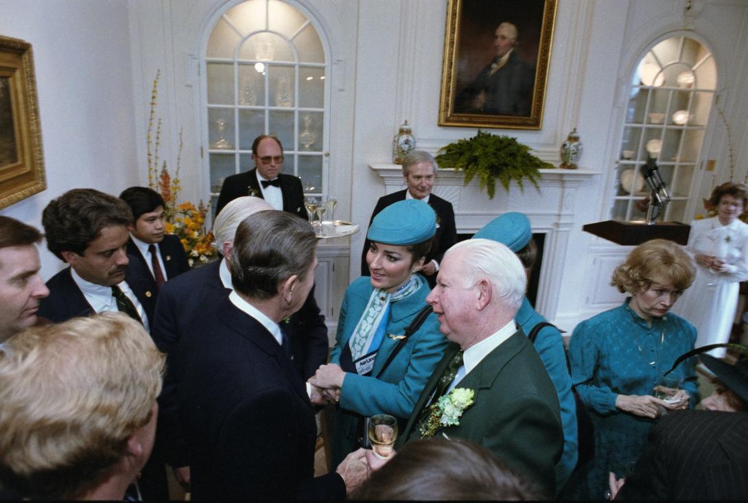 President Ronald Reagan attending a reception at the Embassy of the Republic of Ireland in honor of St. Patrick’s Day, 03/17/1983
