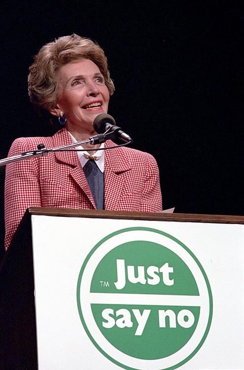 Nancy Reagan delivering remarks at a “Just Say No” rally in Los Angeles, California dated 05/13/1987 NAID: 75855449