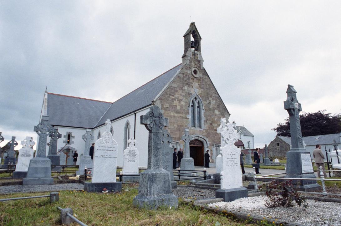 View of Church of the Assumption in Ballyporeen, Ireland, 06/03/1984