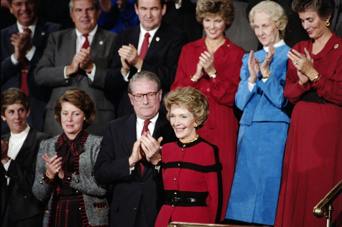 Nancy Reagan arriving before the Joint Session of Congress, 11/21/1985