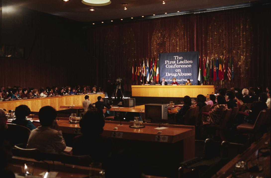 The First Ladies Conference on Drug Abuse at the United Nations dated 10/21/1985