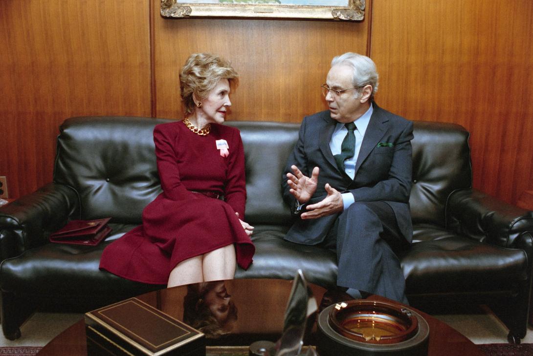 Nancy Reagan meeting with Secretary-General of the United Nations Javier Felipe Ricardo Pérez de Cuéllar de la Guerra dated 10/25/1988