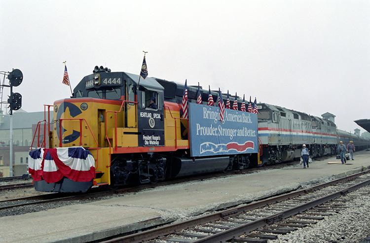 The <em>Heartland Special</em>  train during President Reagan’s whistle-stop tour through Ohio 10/12/1984 