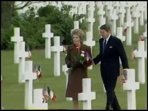 President Reagan at Utah Beach Ceremony with Allied Leaders on June 6, 1984