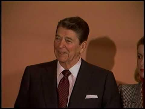 President Reagan Presented with Statue of Liberty by French Ambassador on February 6, 1986