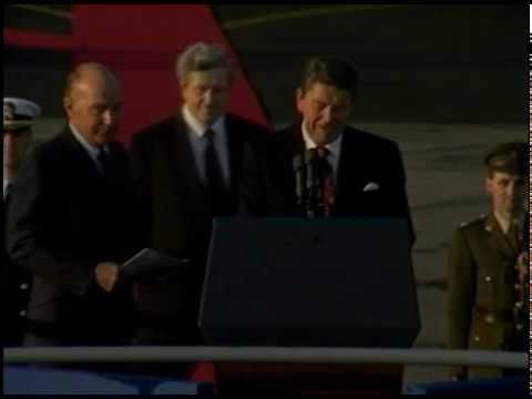 The Reagans Arrival Ceremony during their Trip to Ireland on June 1, 1984